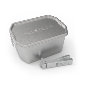 Skotti Boks 2,5L Edelstahl inkl. Griffzange Grillbox Multifunktionale Edelstahlbox