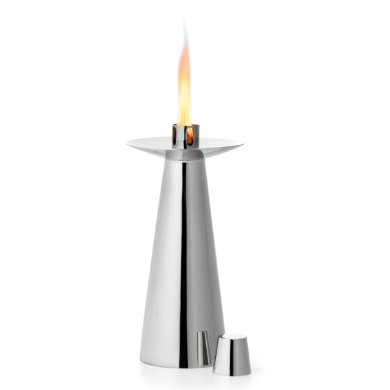 Philippi TIKI Tischfackel Kerze silber Windlicht Edelstahl H22 cm